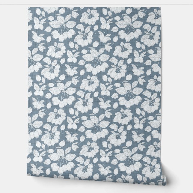 Monochrome Berry Branch Wallpaper (Unrolling)