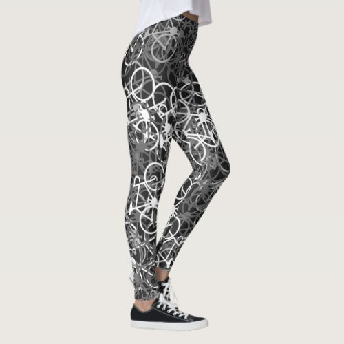 Monochrome Bicycles Pattern _ Cyclists Leggings