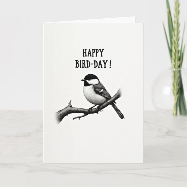 Monochrome Bird Day Card (Front)
