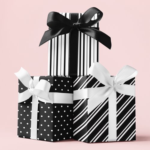 Monochrome Black And White Elegant Patterns Wrapping Paper Sheets