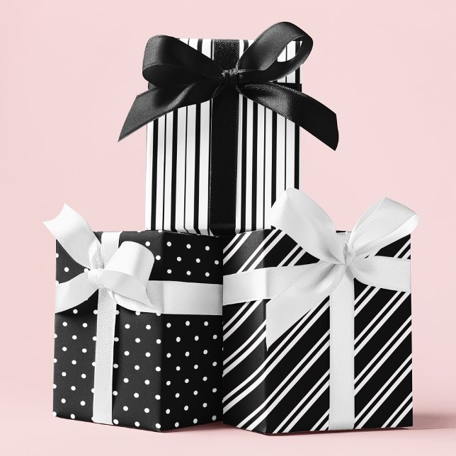 Monochrome Black And White Elegant Patterns Wrapping Paper Sheets (Creator Uploaded)