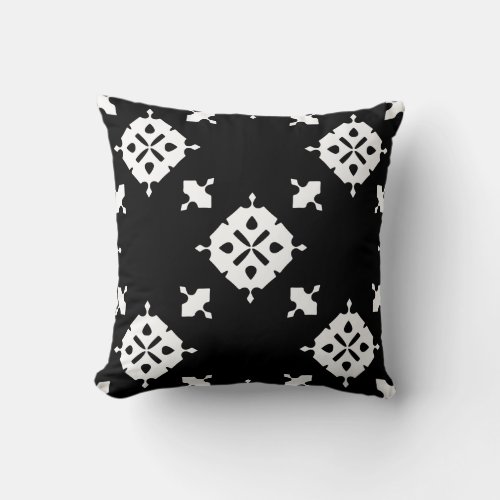 Monochrome Black and White Geometric Pattern Throw Pillow