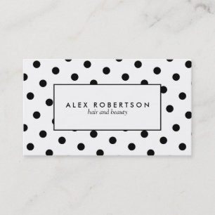 Monochrome black and white polka dots business card