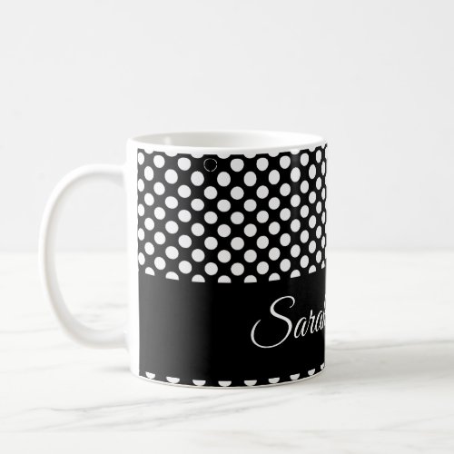 monochrome Black and white polka dots Coffee Mug