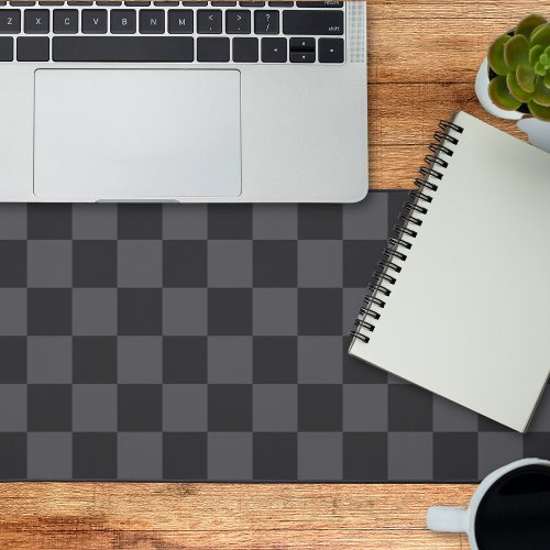 Monochrome Black Gray Checkers Desk Mat