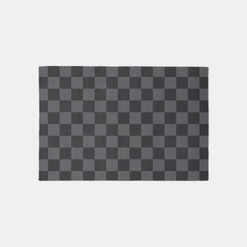 Monochrome Black Gray Croatian Checkered Pattern Rug
