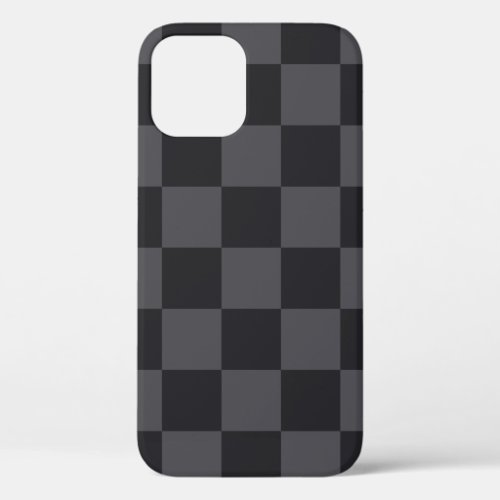 Monochrome Black Gray Croatian Checkers iPhone 12 Case