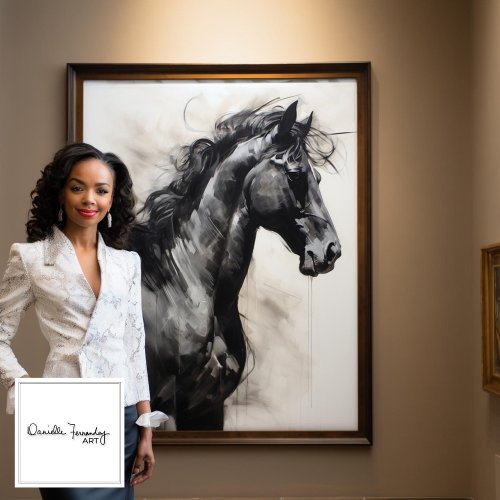 Monochrome Black Horse  Large Wall Art Painting