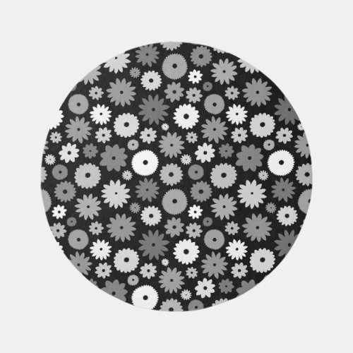 Monochrome Blooms Big Pattern Outdoor Rug