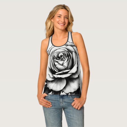 Monochrome Blooms Elevate Your Wardrobe  Tank Top