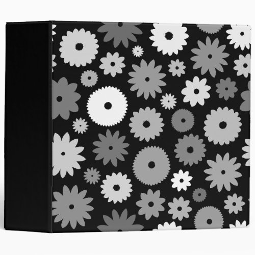 Monochrome Blooms Large Pattern 3 Ring Binder