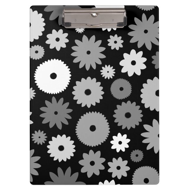 Monochrome Blooms Large Pattern Clipboard (Front)