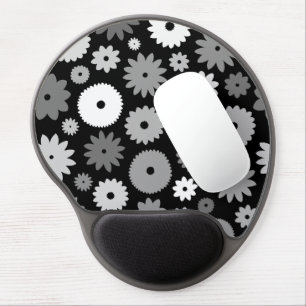 Monochrome Blooms Large Pattern Gel Mouse Pad