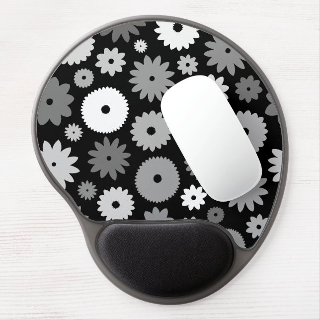 Monochrome Blooms Large Pattern Gel Mouse Pad (Left Side)