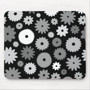 Monochrome Blooms Large Pattern Mouse Pad