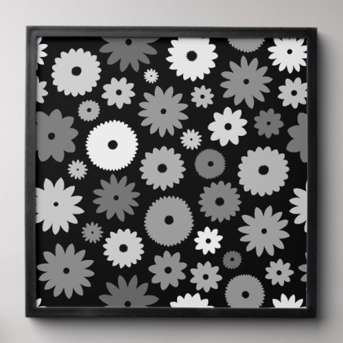 Monochrome Blooms Large Pattern Peel And Stick Photo Tile