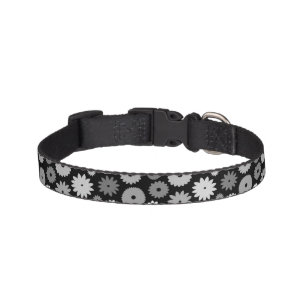 Monochrome Blooms Pattern Pet Collar