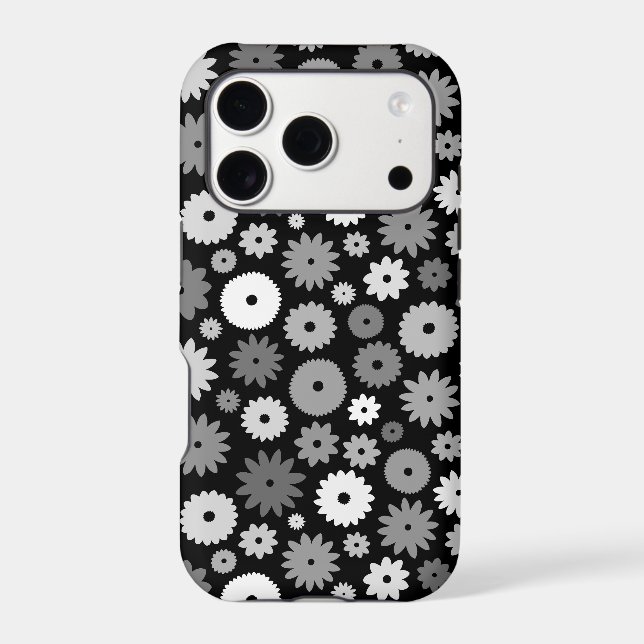 Monochrome Blooms Repeat Pattern Case-Mate iPhone Case (Back)