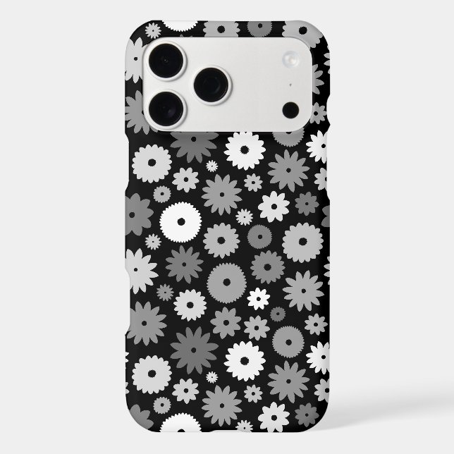 Monochrome Blooms Repeat Pattern iPhone Case (Back)