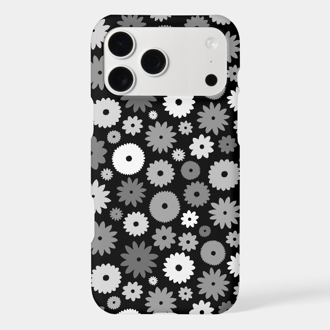 Monochrome Blooms Repeat Pattern Iphone Case (Back)