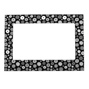 Monochrome Blooms Repeat Pattern Magnetic Frame