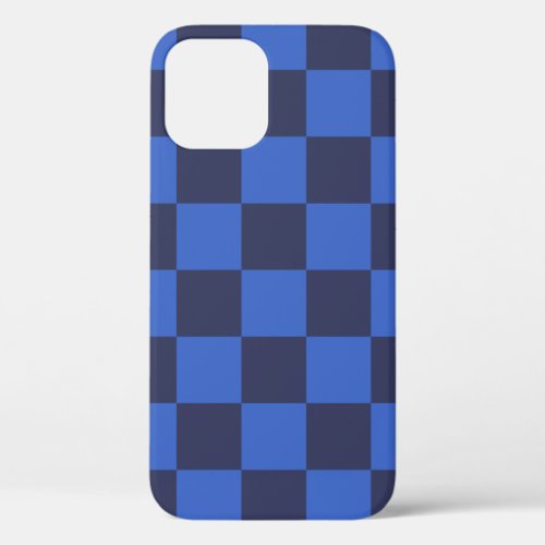 Monochrome Blue Croatian Checkers iPhone 12 Case