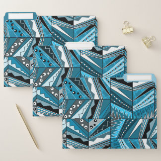 Monochrome blue ethnic ornament. file folder