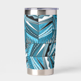 Monochrome blue ethnic ornament. insulated tumbler