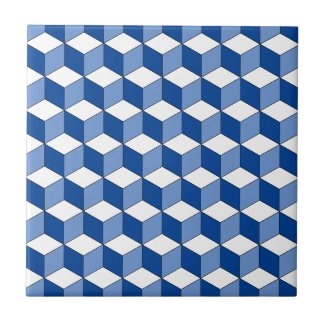 Monochrome Blue Isometric Pattern