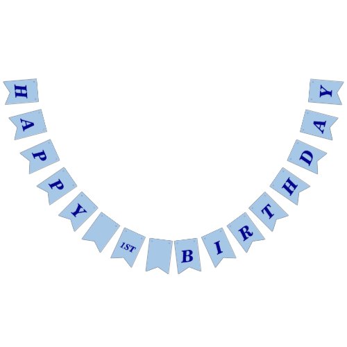 Monochrome Blue Kids Birthday Bunting Banner