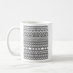 Monochrome Boho Knit Sampler Tribal Geometric Coffee Mug