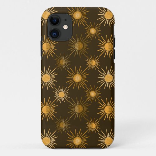 Monochrome boho sun pattern  iPhone 11 case