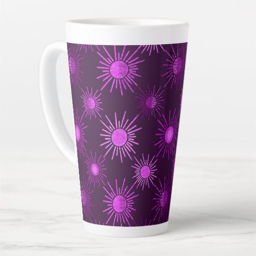 Monochrome boho sun pattern _ purple latte mug