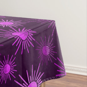 Monochrome boho sun pattern - purple  tablecloth
