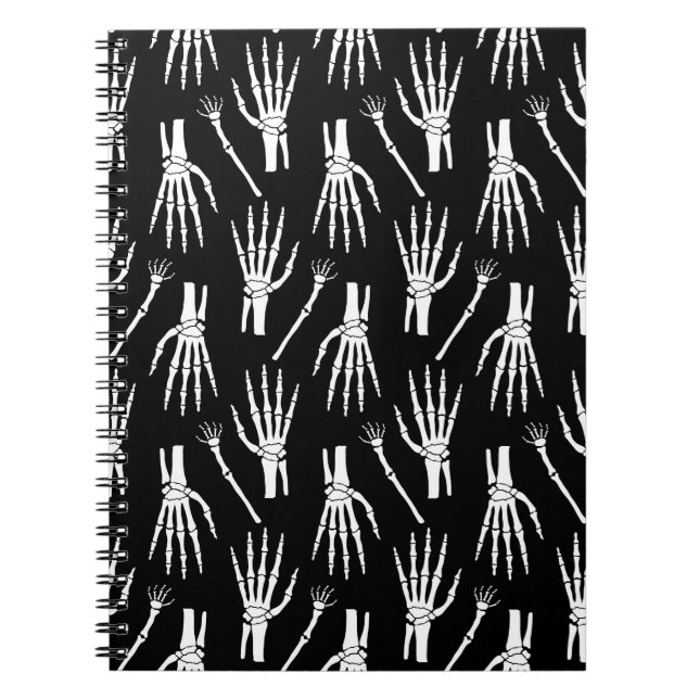 Monochrome Bones Halloween Pattern Notebook (Front)
