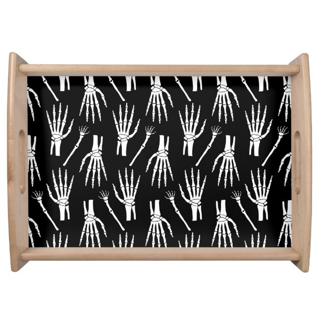Monochrome Bones Halloween Pattern Serving Tray (Front)