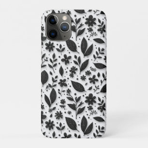 Monochrome Botanical Bloom ✨ Black Floral Elegance iPhone 11 Pro Case