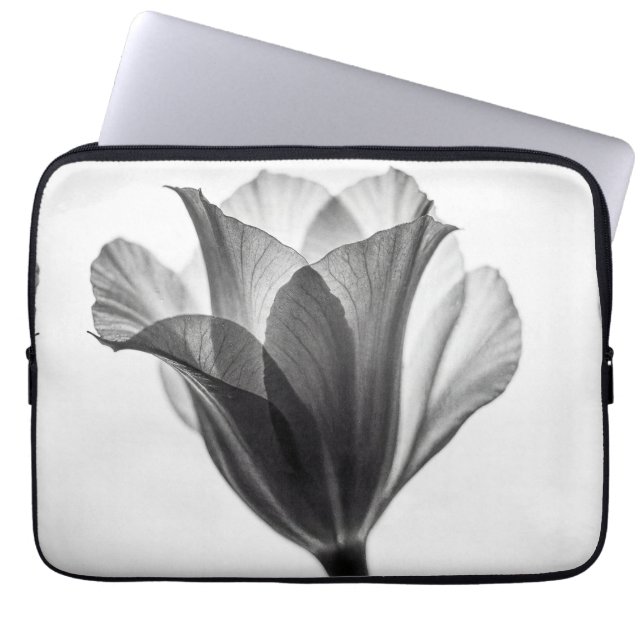 Monochrome botanical fine art photograph laptop sleeve (Front)