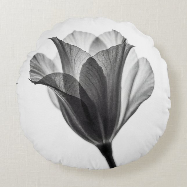 Monochrome botanical fine art photograph round pillow (Front)