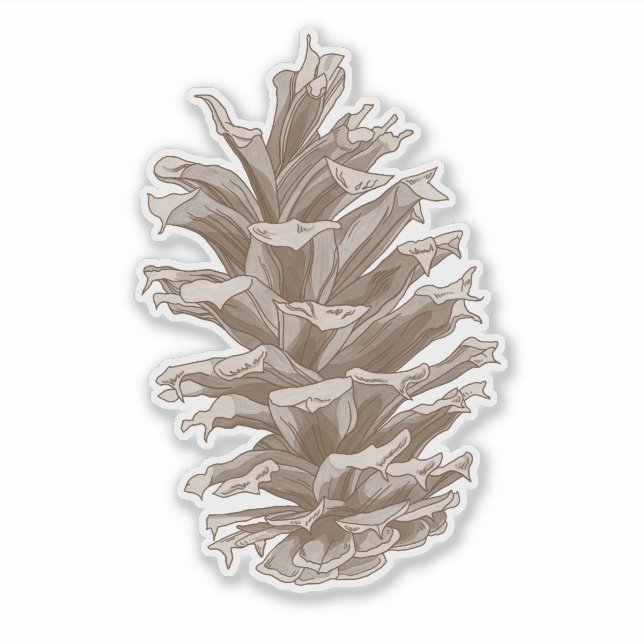 Monochrome Brown Pinecone Sticker (Front)