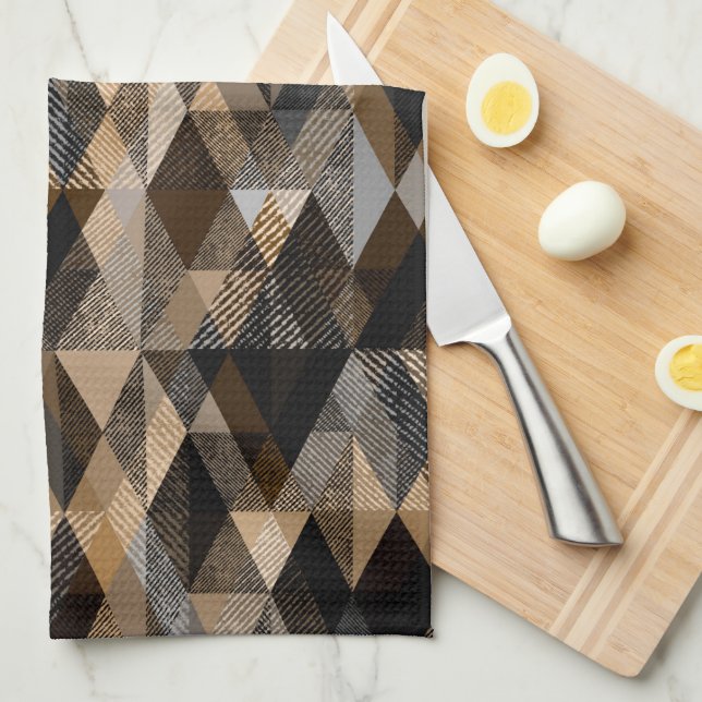 Monochrome brown rhombic textured  Kitchen Towel (Quarter Fold)
