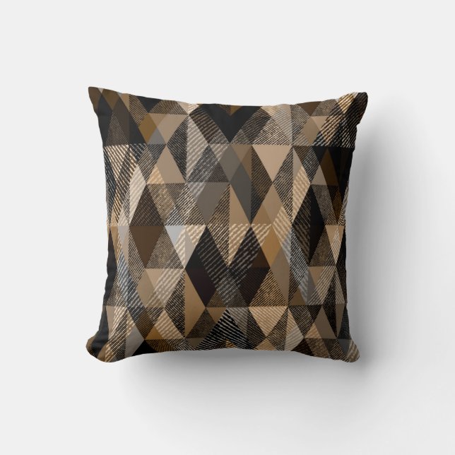  Monochrome brown rhombic textured  Throw Pillow (Front)