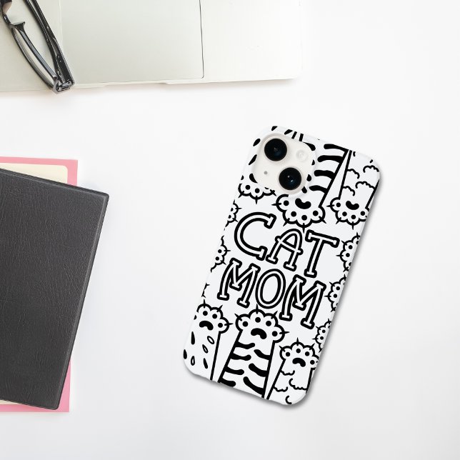 Monochrome Cat Mom Case-Mate iPhone Case (Creator Uploaded)