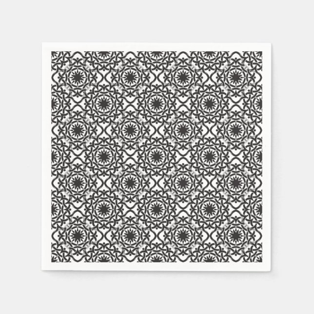 Monochrome Celtic Tangled Knot Pattern Napkins (Front)