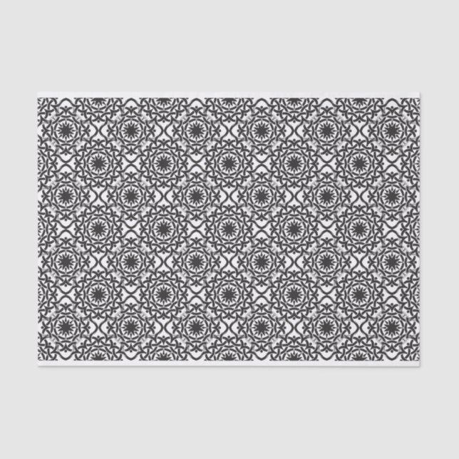 Monochrome Celtic Tangled Knot Pattern Tissue Paper (Front)