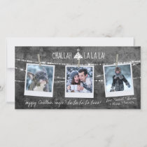Monochrome Challah La La La 3-Photo Holiday Card