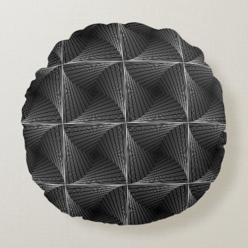 Monochrome Checked Abstract Vintage Decor Round Pillow