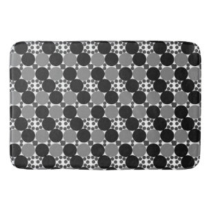 Monochrome Circles: Abstract Black White And Gray, Bath Mat