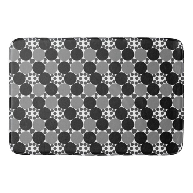 Monochrome Circles: Abstract Black White And Gray, Bath Mat (Front)