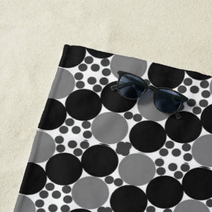 Monochrome Circles: Abstract Black White And Gray, Beach Towel